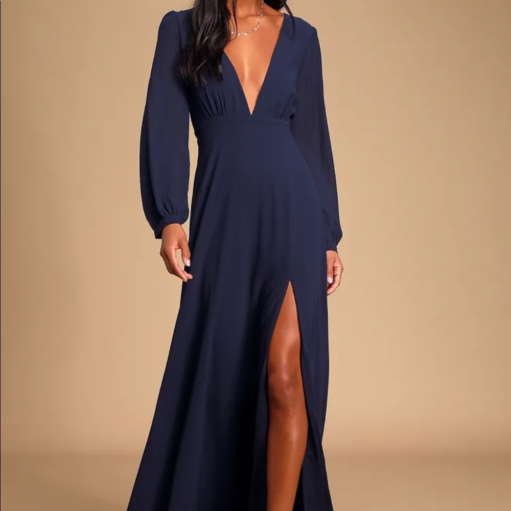 All My Life Navy Blue Long Sleeve Maxi Dress
